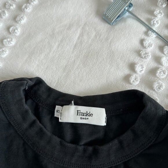 The Frankie Shop EVA Black Muscle Tee Cotton Sz Small Padded Shoulders Crew Neck - Picture 2 of 9